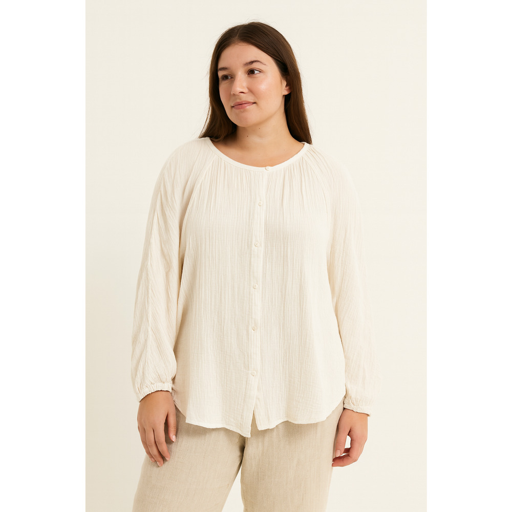 Gap Womens Top Small White Textured Gauze Button Up Coastal Resort Boho Cottage